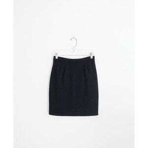 Vtg 80s 90s DKNY Donna Karan New York Black Wool Knit Skirt sz M fit Small